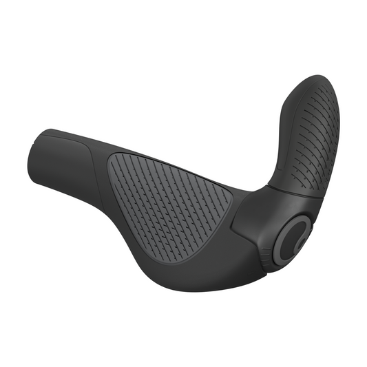 Ergon GP3 Evo Grips with ergonomic wing design and 3-finger bar ends angled view