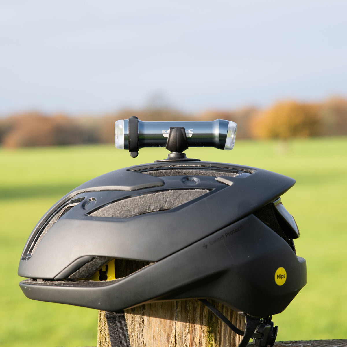 Exposure Lights Link Plus 5 combined front and rear bicycle helmet light with adjustable quick-release mounting bracket and compact aluminium body.