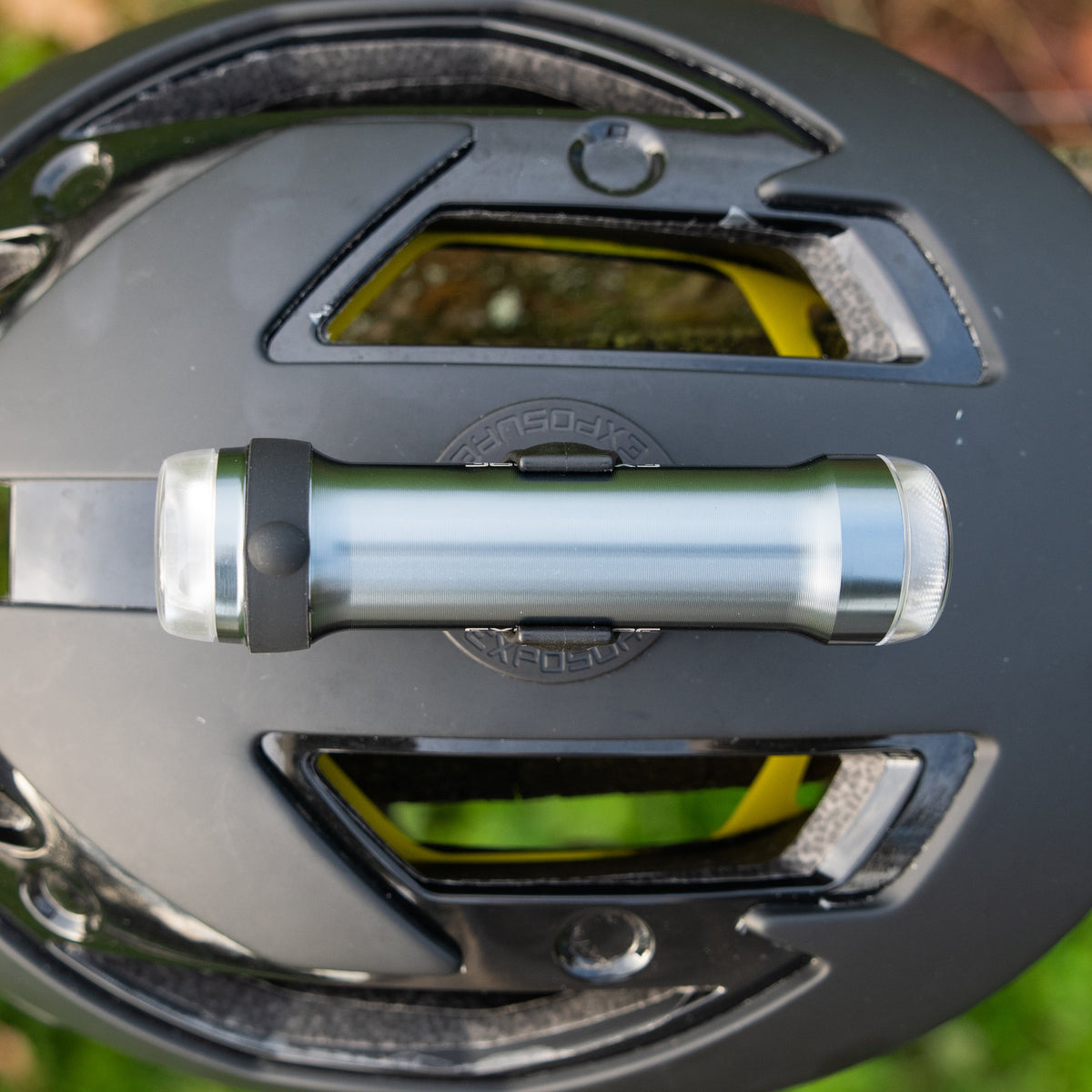 Exposure Lights Link Plus 5 combined front and rear bicycle helmet light with adjustable quick-release mounting bracket and compact aluminium body.
