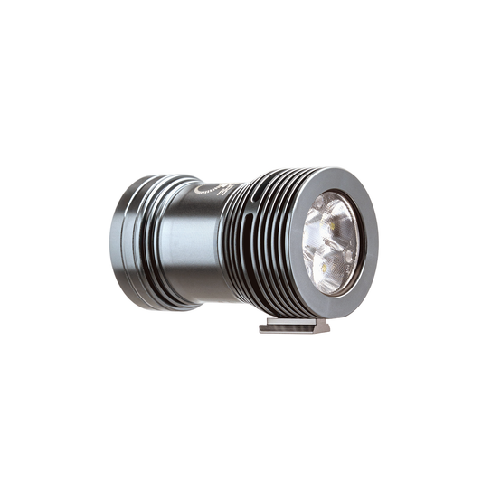 Exposure Lights Revo 5 2000-lumen dynamo-powered front bicycle light with CNC-machined aluminium body, integrated rechargeable battery and USB-C charging.