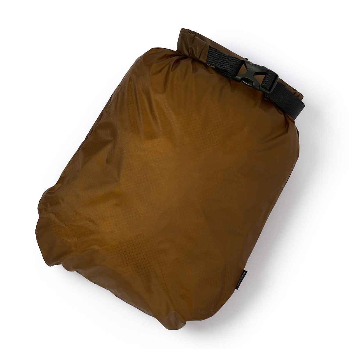 FAIRWEATHER waterproof roll-top dry sack for bikepacking and touring in Coyote Brown colour on white background.