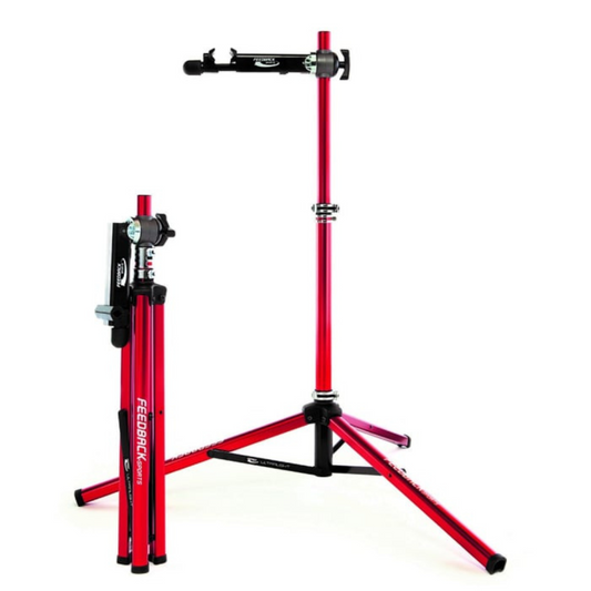 Feedback Sports Pro Ultralight Repair Stand in folded and unfolded modes