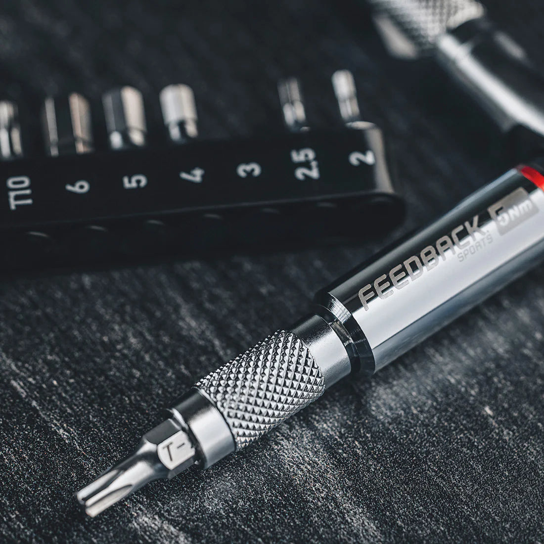 Feedback Sports mini ratchet torque tool with t25 bit installed and ready to use 
