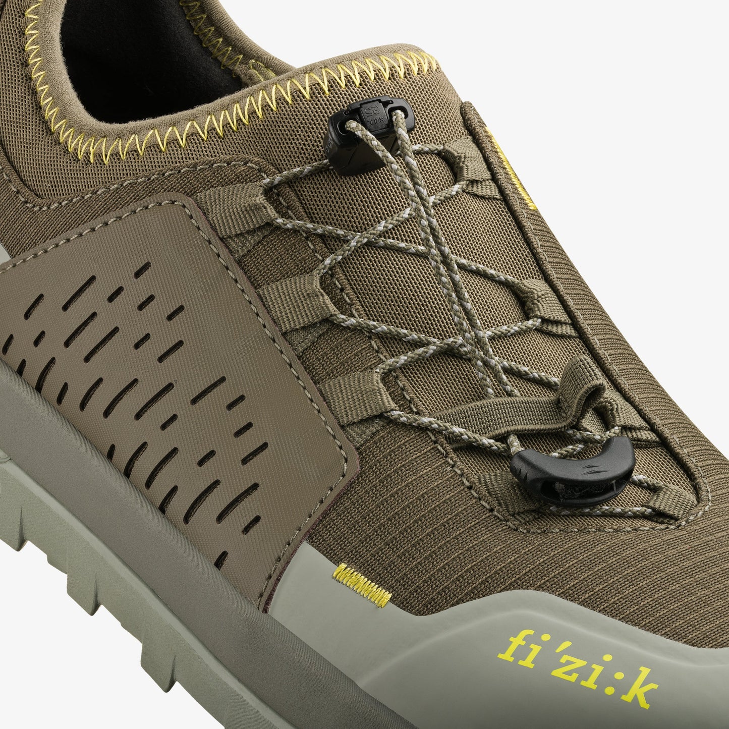 Fizik Ergolace 2 clipless off road cycling shoe forest green lace top view