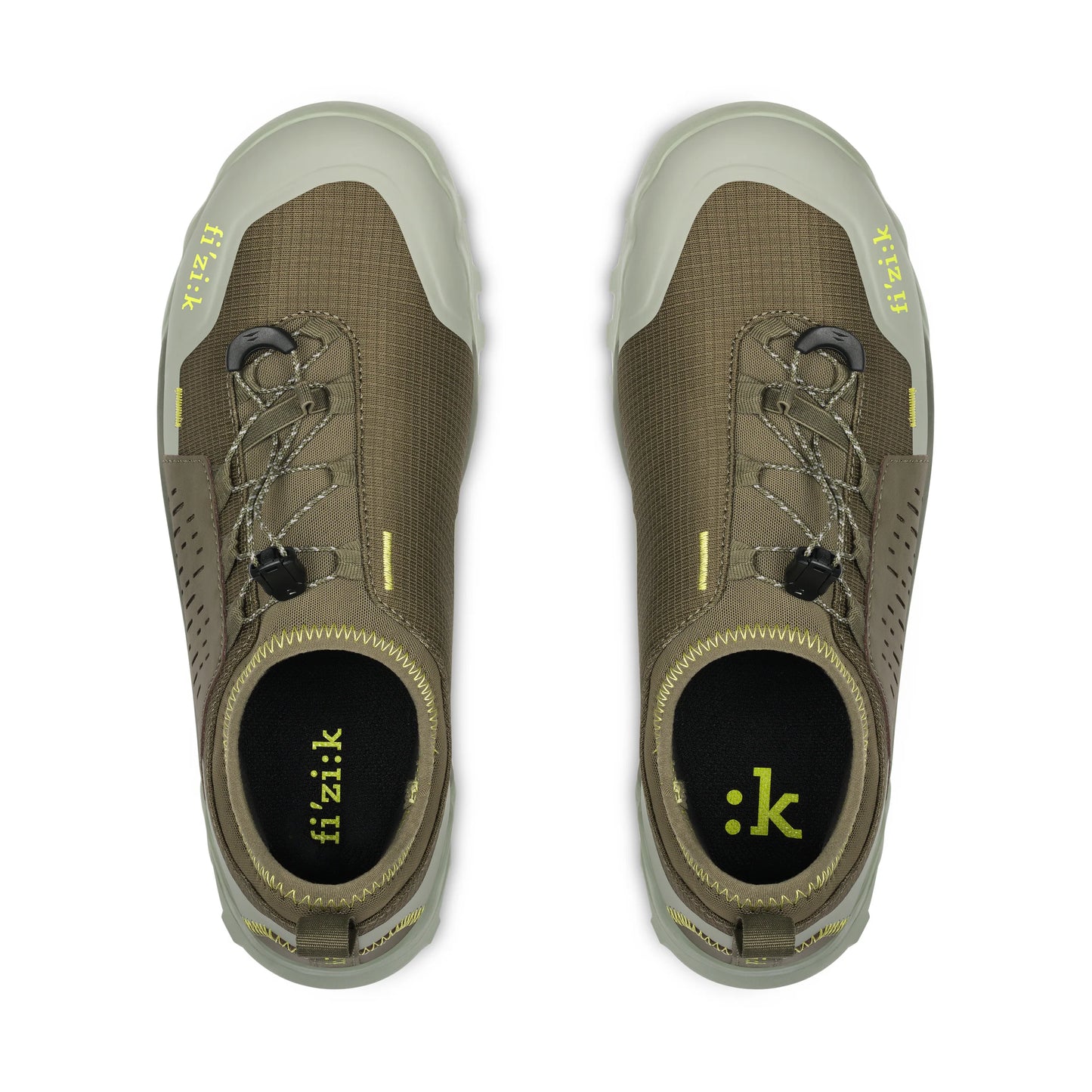 Fizik ErgoLace X2 Flat cycling shoe forest green pair top view