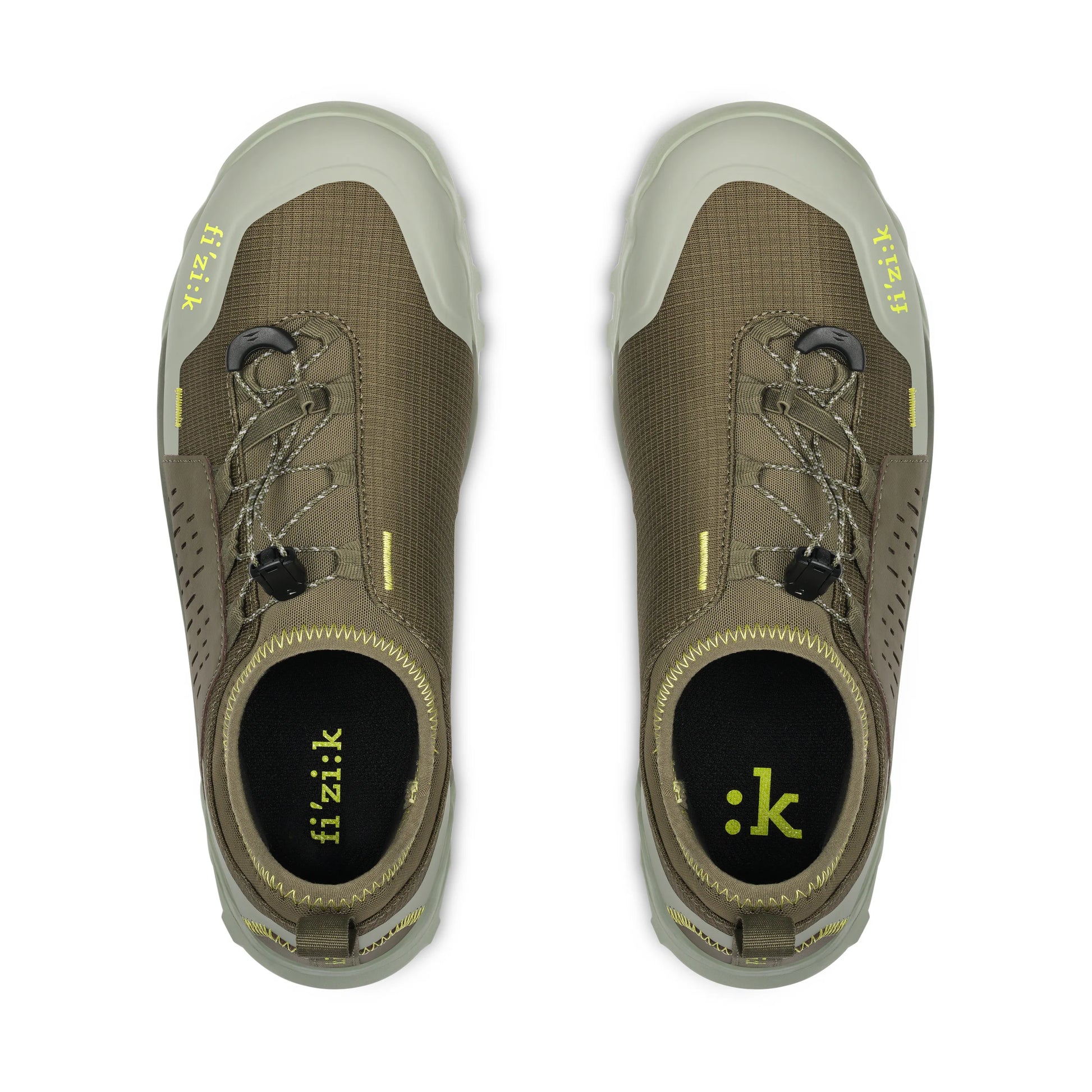 Fizik ErgoLace X2 Flat cycling shoe forest green pair top view