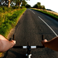 Fyxation Rodeo Pursuit handlebar in black bullhorn style installed on a bike. Rider's point of view