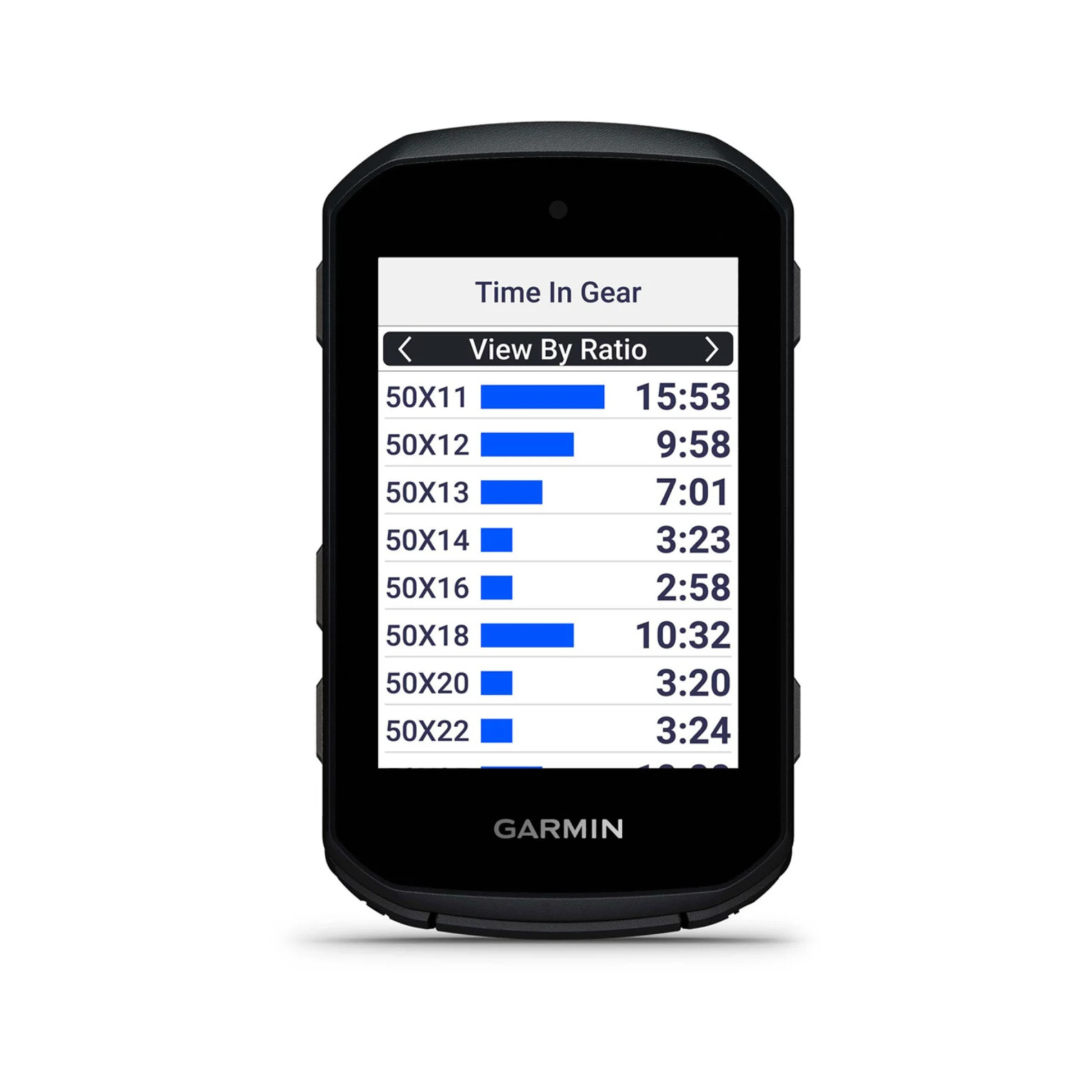 Garmin Edge 550 GPS cycling computer front ratio screen view