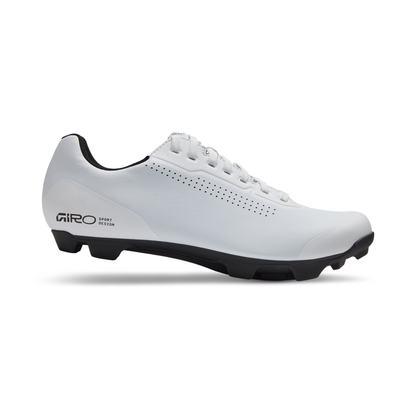 Giro Stylus XC lace-up gravel and mountain bike cycling shoes, white colour, side profile, on white background