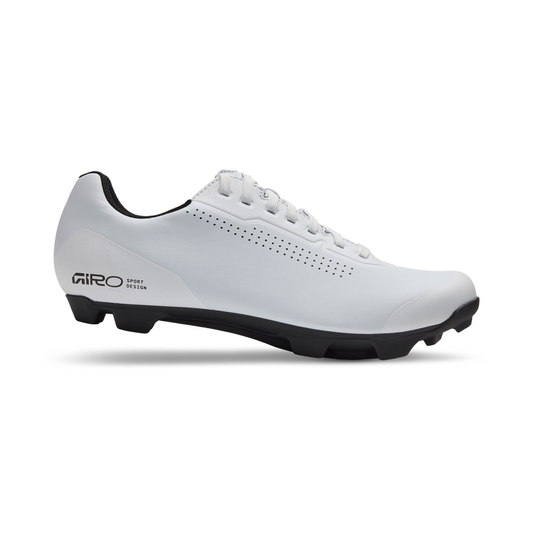 Giro Stylus XC lace-up gravel and mountain bike cycling shoes, white colour, side profile, on white background
