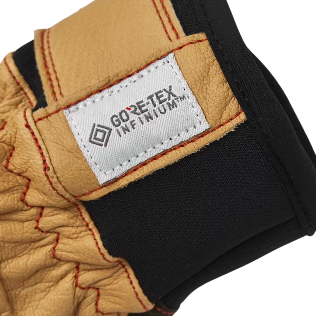 Hestra Ergo Grip Active 5-Finger windproof outdoor cycling gloves with goatskin leather palms, breathable stretch fabric, and adjustable cuffs.