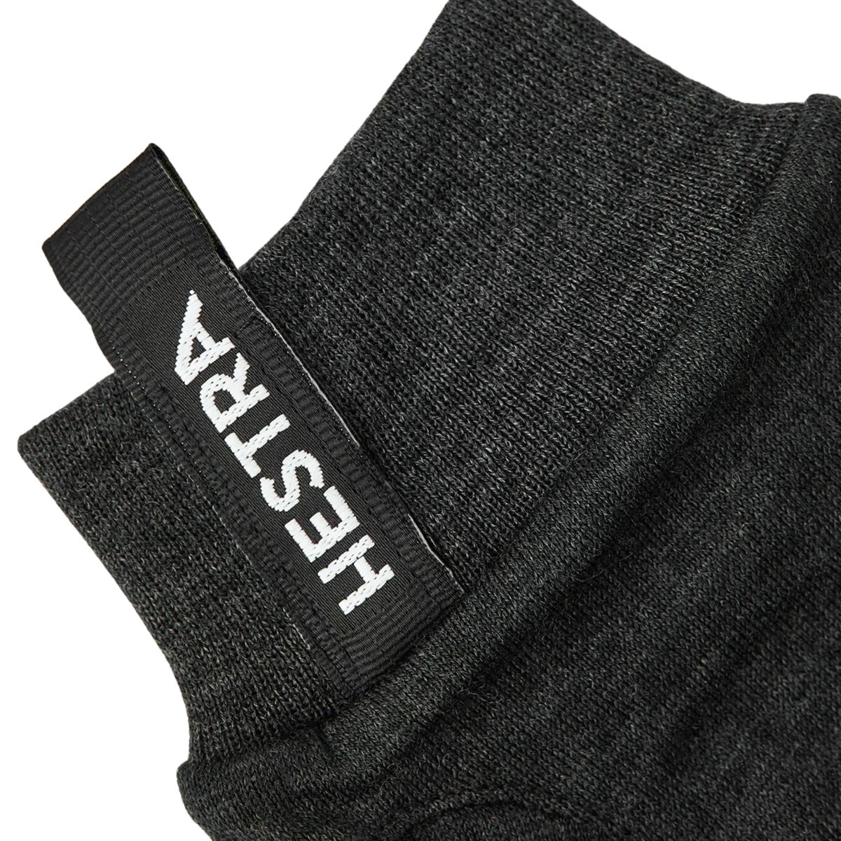 Hestra Merino Wool Liner Active 5-Finger gloves in Charcoal, lightweight merino wool blend glove liners for winter cycling and outdoor activities.