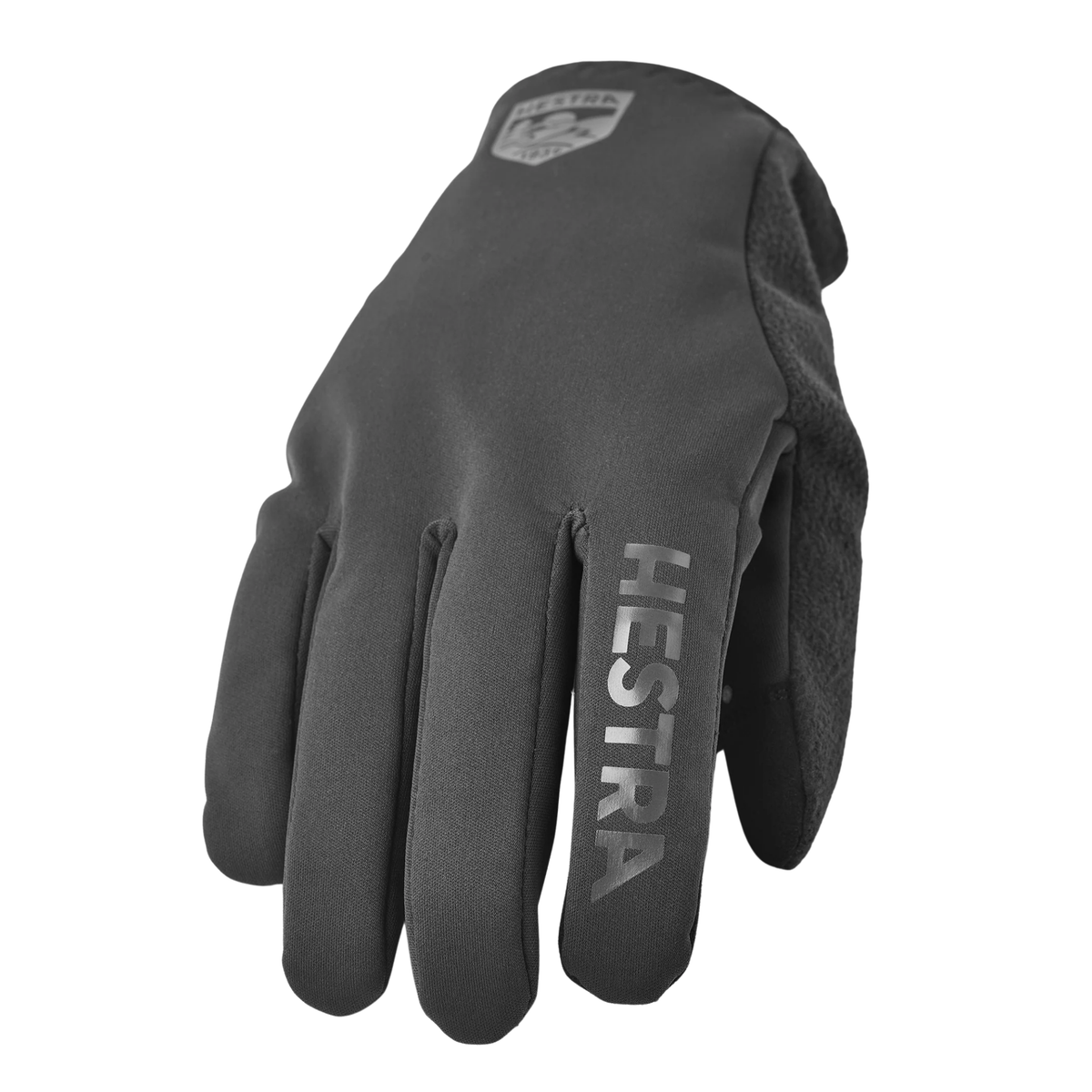 Hestra Runners 5-Finger lightweight windproof cycling and running gloves in Black with grippy palms and touchscreen-compatible fingertips.