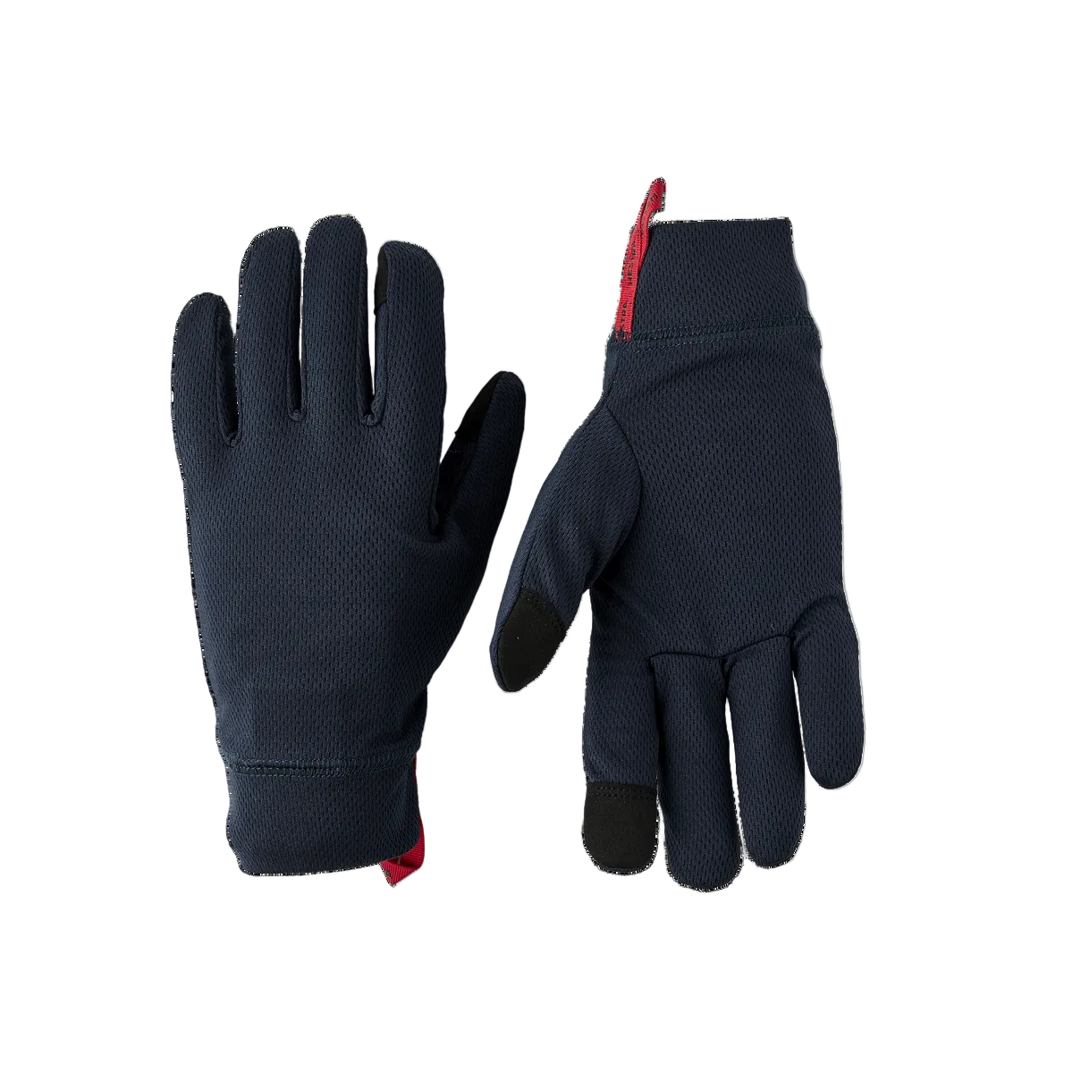 Hestra Touch Point Dry Wool 5-Finger gloves in Navy, lightweight wool-blend touchscreen-compatible glove liners for cycling and outdoor activities.