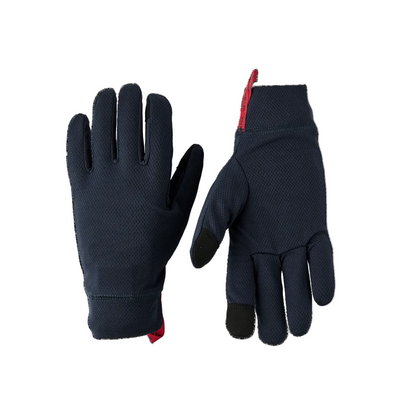 Hestra Touch Point Dry Wool 5-Finger gloves in Navy, lightweight wool-blend touchscreen-compatible glove liners for cycling and outdoor activities.