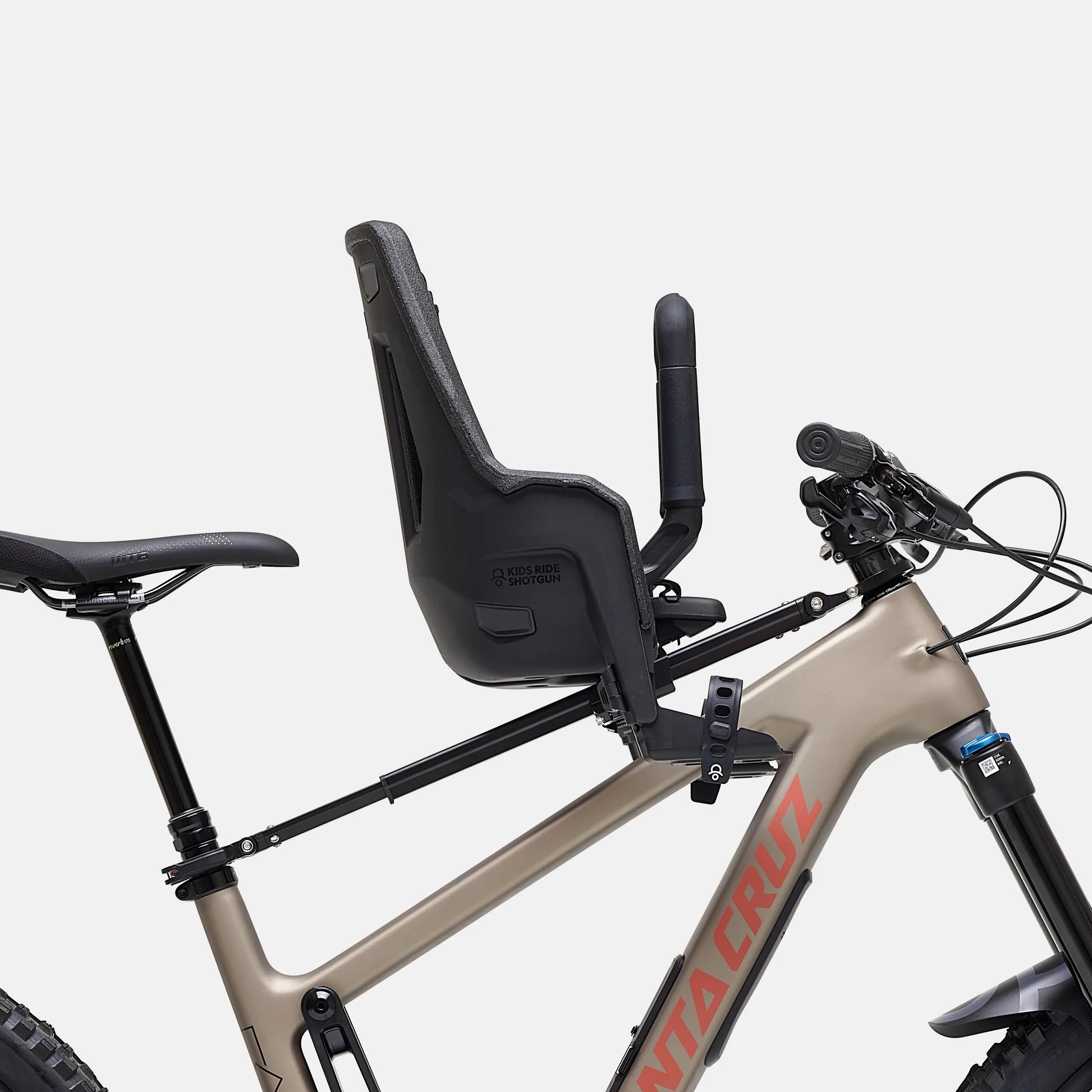 Kids Ride Shotgun Pro EVO child bike seat installed on a MTB. right side view