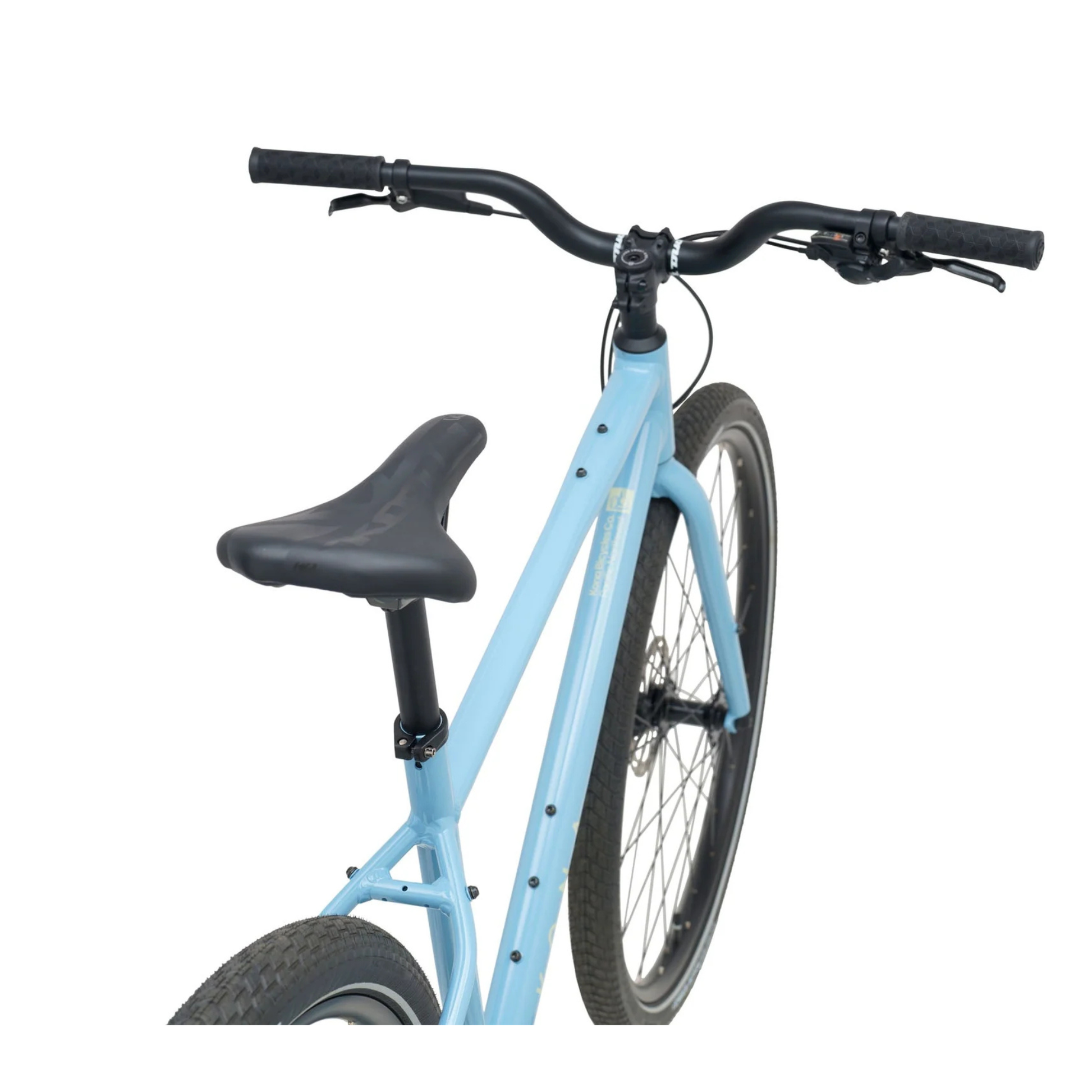 Kona Dew in Gloss Niagra with Laurel Decals saddle top back view