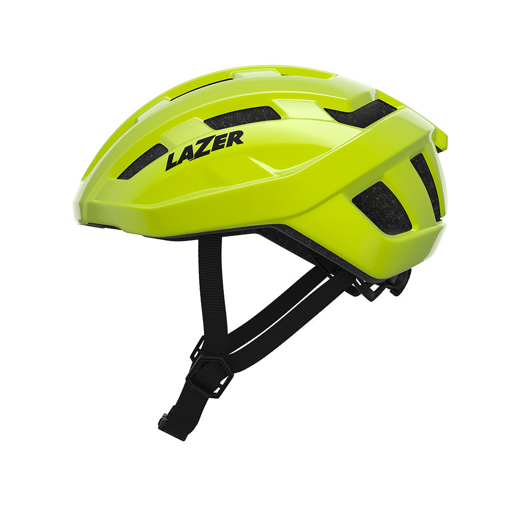Lazer Tempo KinetiCore helmet flash yellow left side view