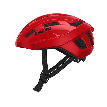 Lazer Tempo KinetiCore helmet red left side view