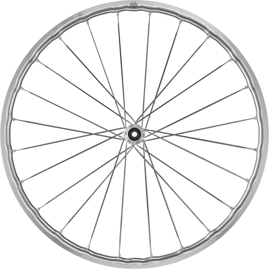Mavic Ksyrium SL Disc Heritage front wheel standing alone. Side view