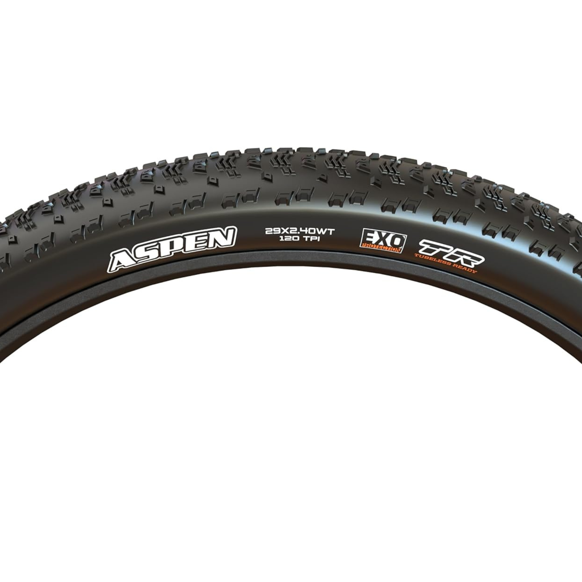 Maxxis Aspen 29x2.40 WT XC tire side wall close up view
