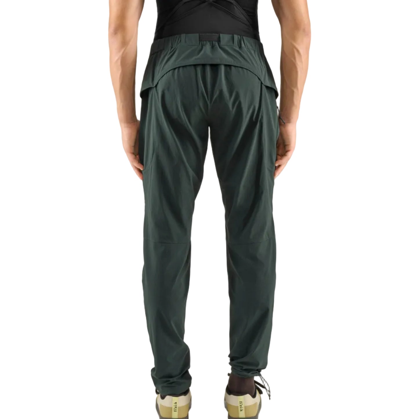 Dark green PeDaLED Yuma Trail Pants for trail riding, bikepacking and adventure cycling