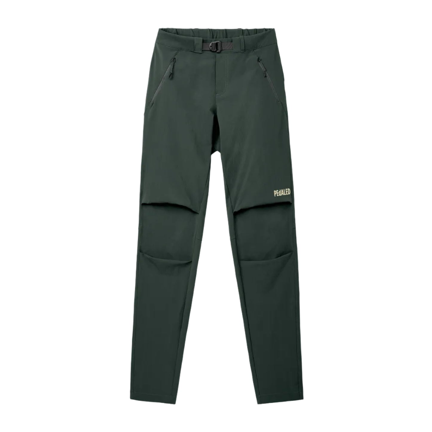 Dark green PeDaLED Yuma Trail Pants for trail riding, bikepacking and adventure cycling