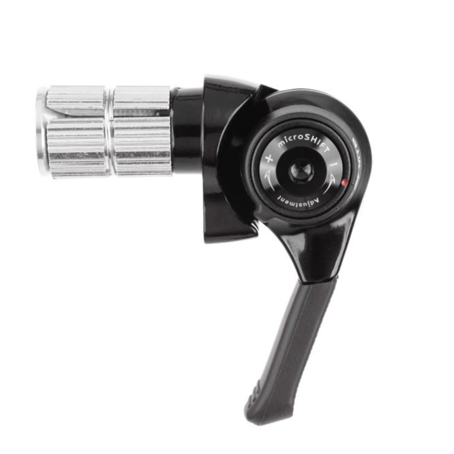 Close-up of microSHIFT bar end right shifter with friction/indexed mode