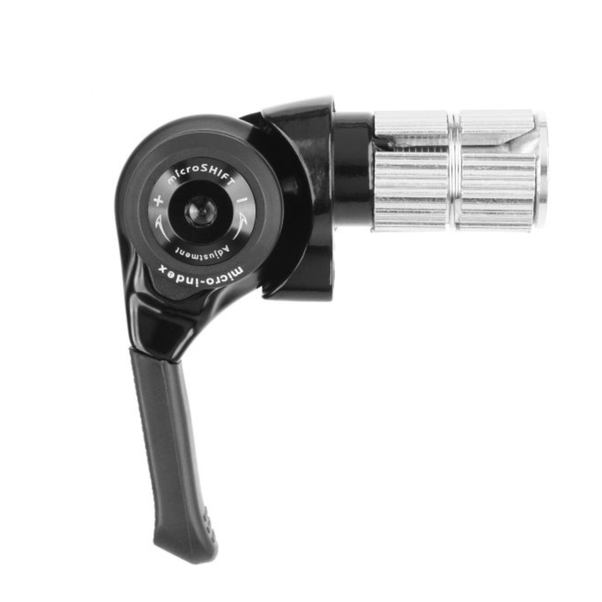 Close-up of microSHIFT bar end left shifters with friction/indexed mode