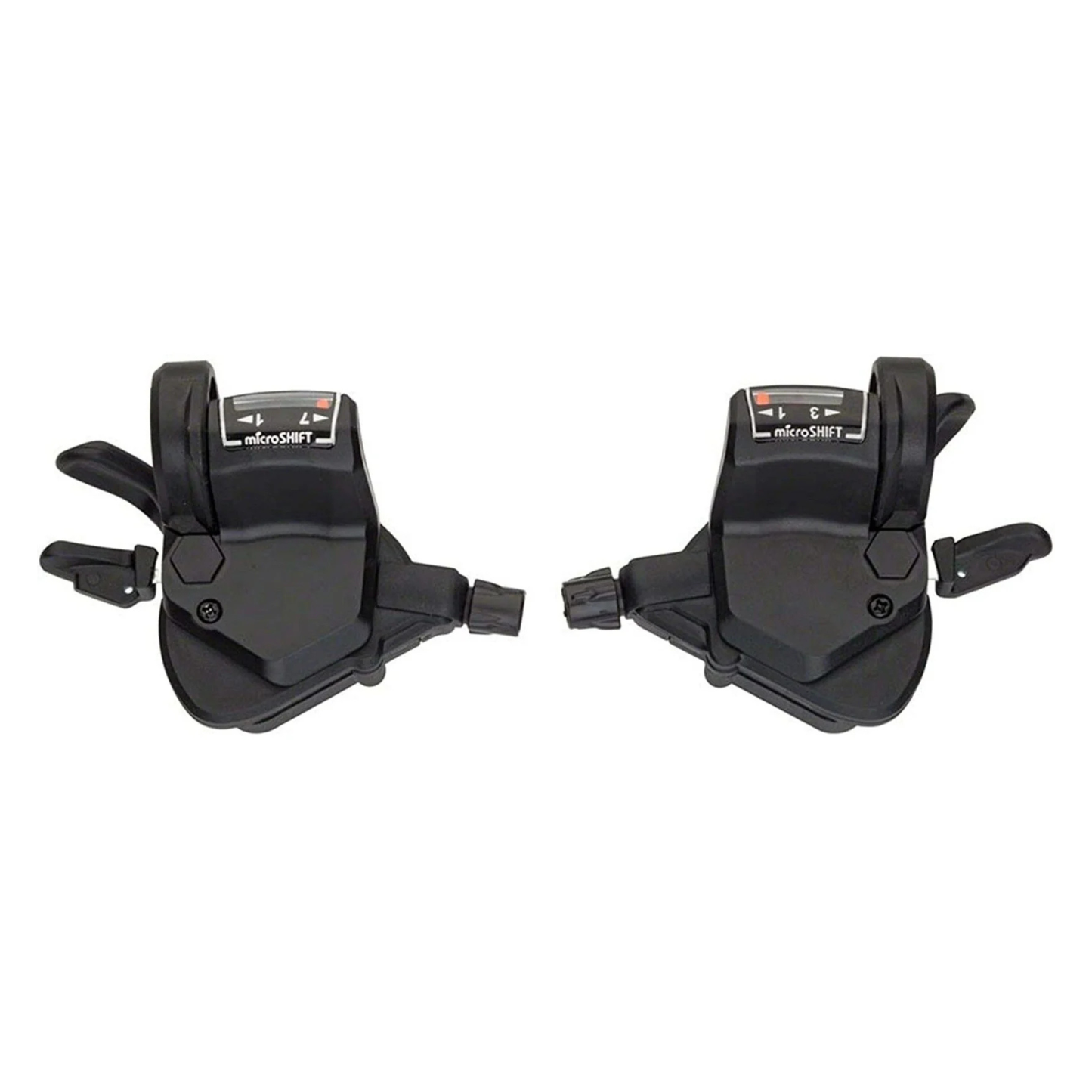 microSHIFT Mezzo 7-speed thumb-tap shifter set front view