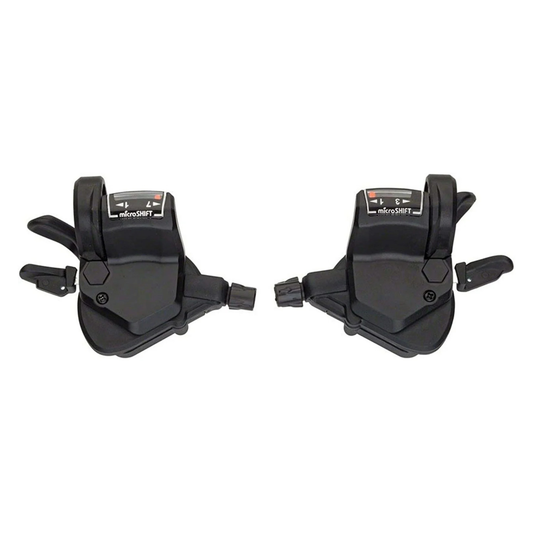 microSHIFT Mezzo 7-speed thumb-tap shifter set front view