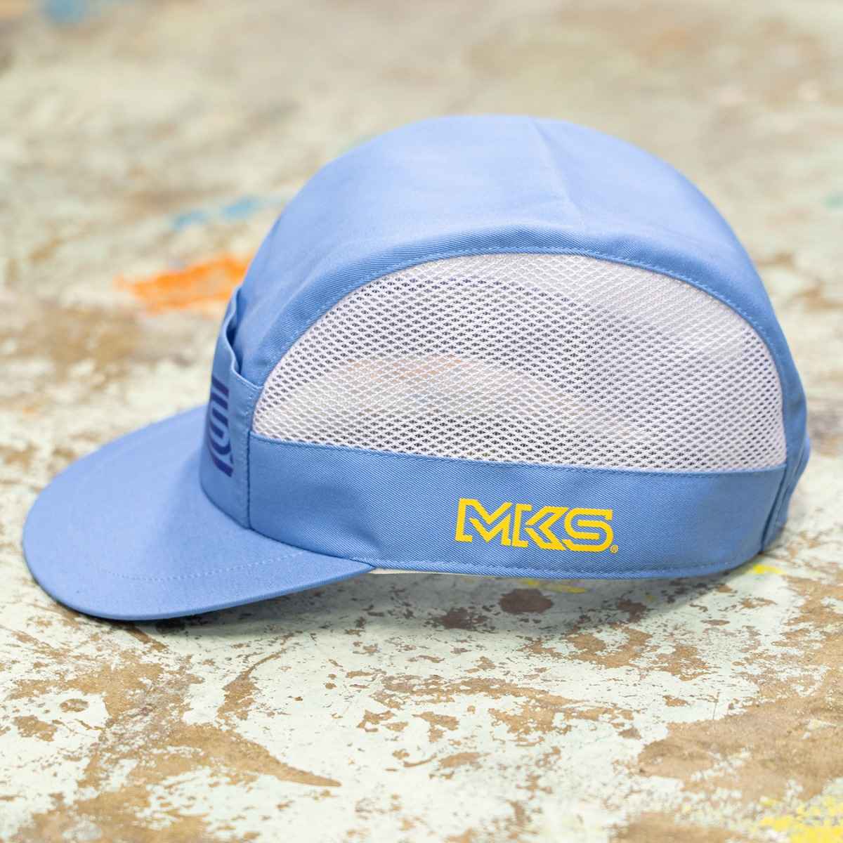 MKS Factory Mesh Cap featuring ventilated mesh side panels, adjustable Velcro closure and classic Mikashima Pedal branding on the back.