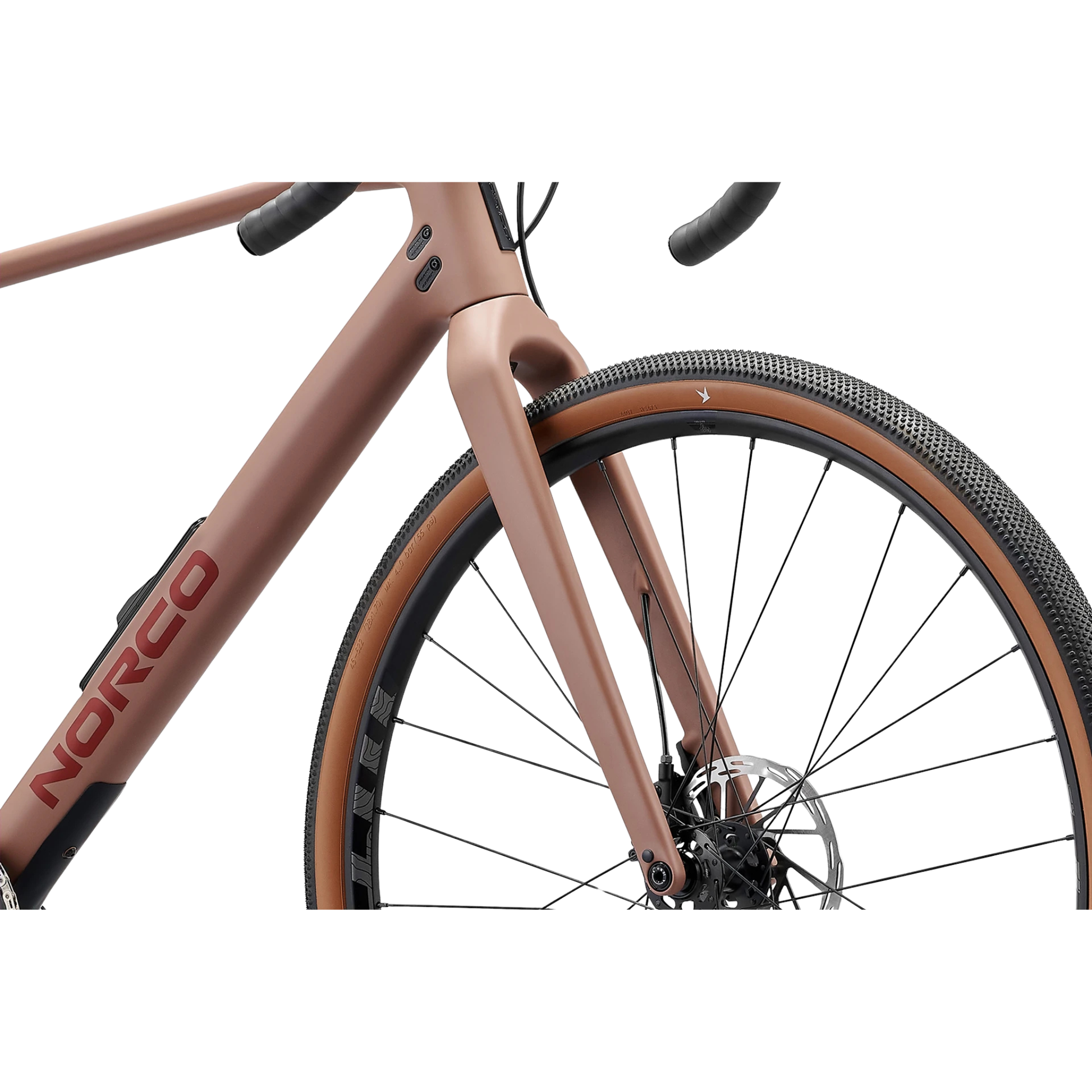 Norco Search C Rival XPLR gravel bike fork and front wheel detail