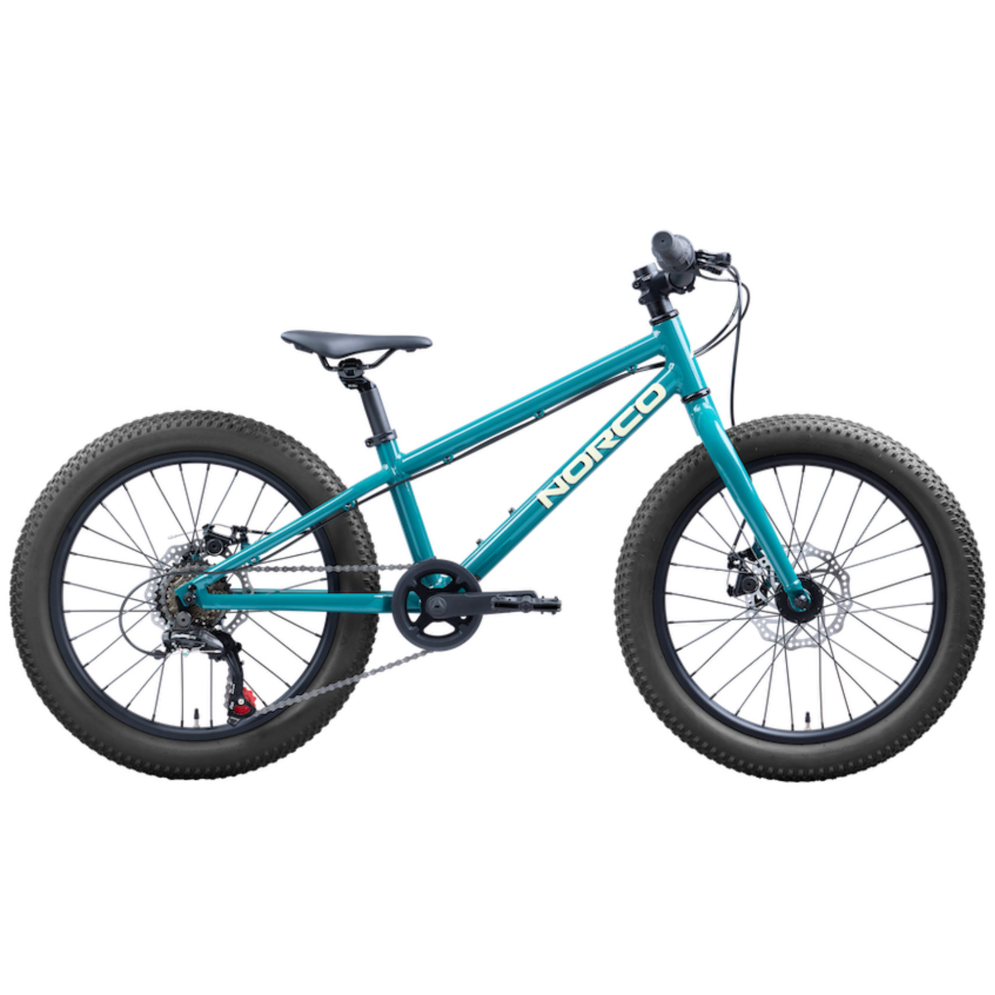Norco Storm 20 Disc youth trail bike green driving side view complete bike