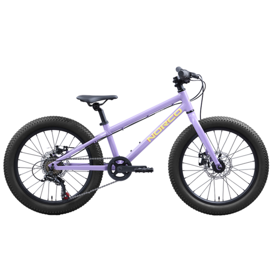 Norco Storm 20 Disc youth trail bike purple driving side view complete bike