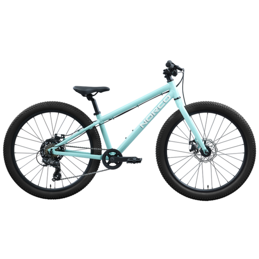 Norco Storm 24 Disc youth mountain bike turquoise driving side full bike view