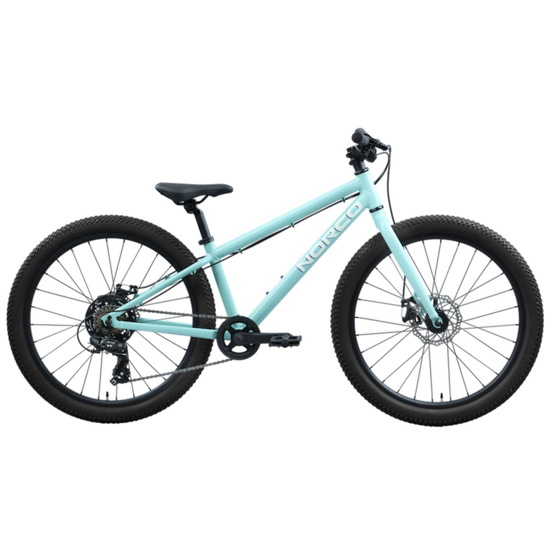 Norco Storm 24 Disc youth mountain bike turquoise driving side full bike view