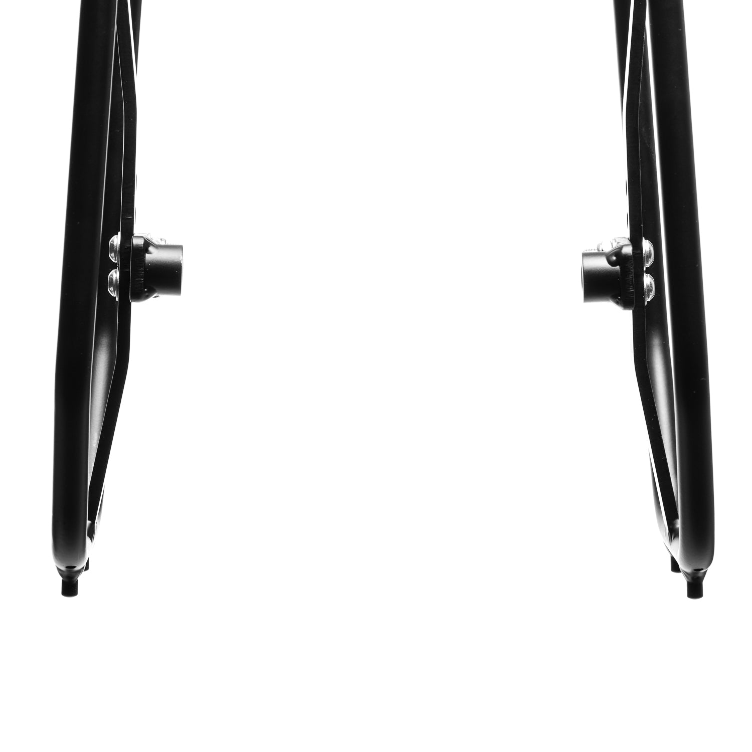 Old Man Mountain Impala Lowrider front bicycle rack with extra-low pannier rails, aluminum cargo deck and adjustable fit for wheels up to 29". Designed for bikepacking, adventures and cargo.