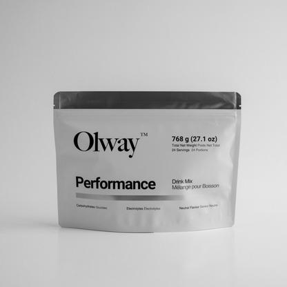 Olway Performance drink mix package on a gray background
