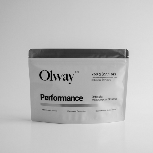 Olway Performance drink mix package on a gray background