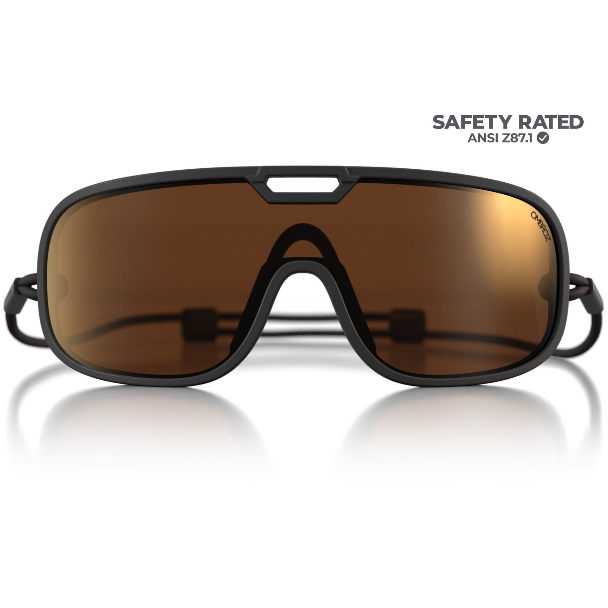 Ombraz Refugio Armless Sunglasses in Charcoal Frame Colour with Brown with Bronze Mirror lens