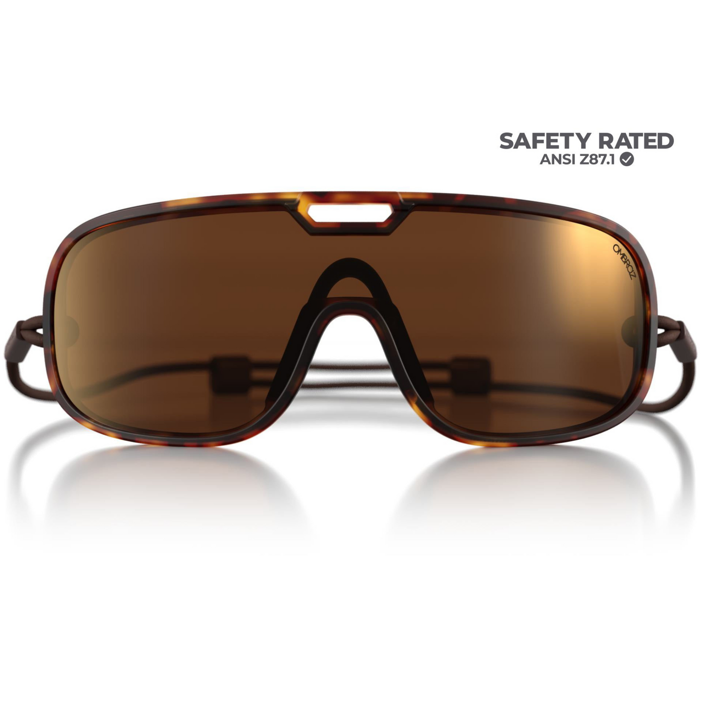 Ombraz Refugio Armless Sunglasses in Tortoise Frame Colour with Brown with Bronze Mirror lens