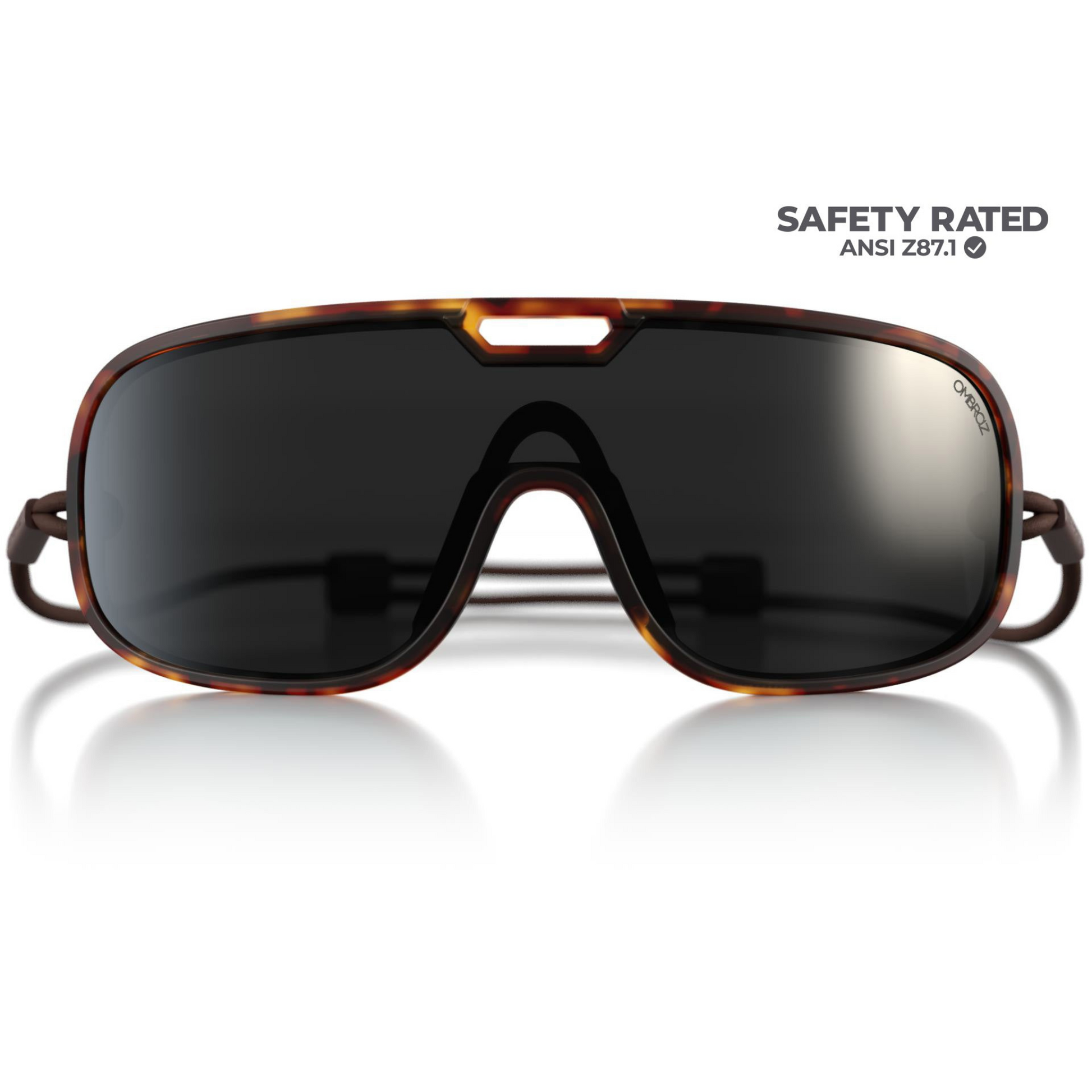 Ombraz Refugio Armless Sunglasses in Tortoise Frame Colour with Grey with Black Mirror lens