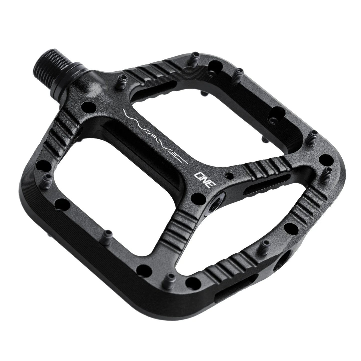 OneUp Components Wave Pedals flat pedals black diagonal view
