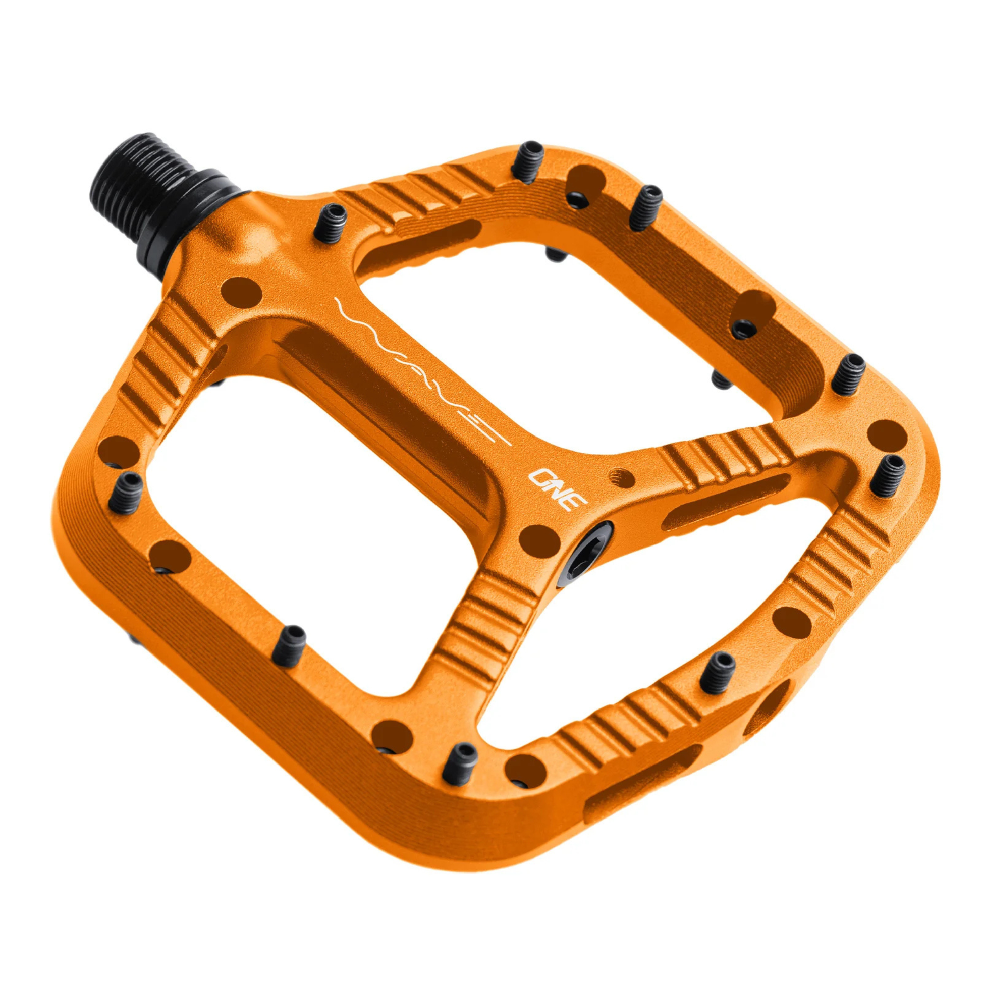 OneUp Components Wave Pedals flat pedals orange diagonal view