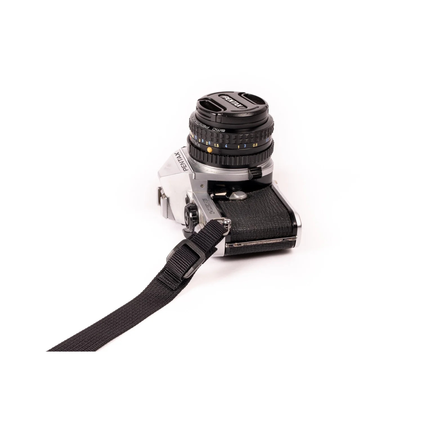 Outer Shell camera strap attached to a camera close up detail