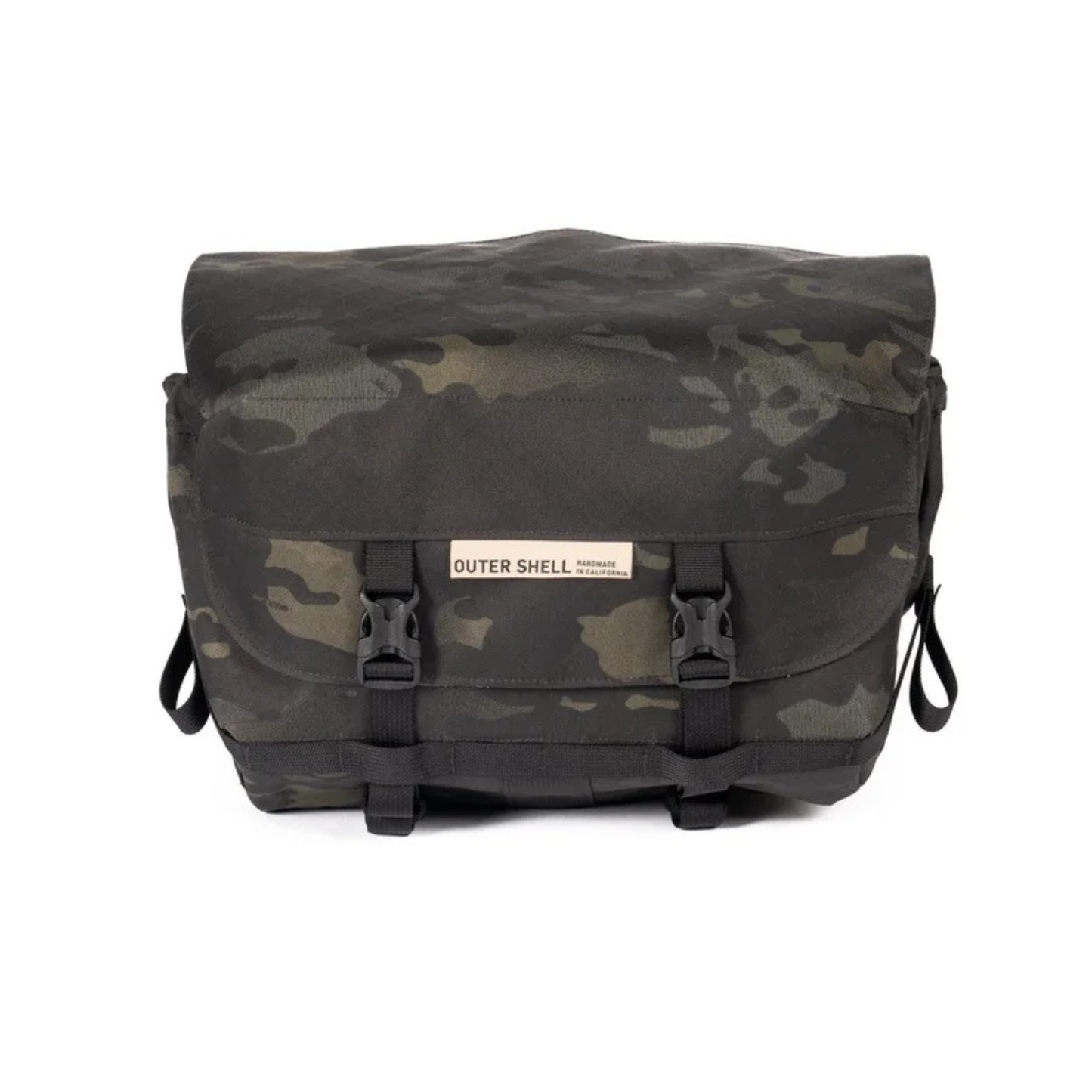 Outer Shell handlebar bag front view multi cammo patron 