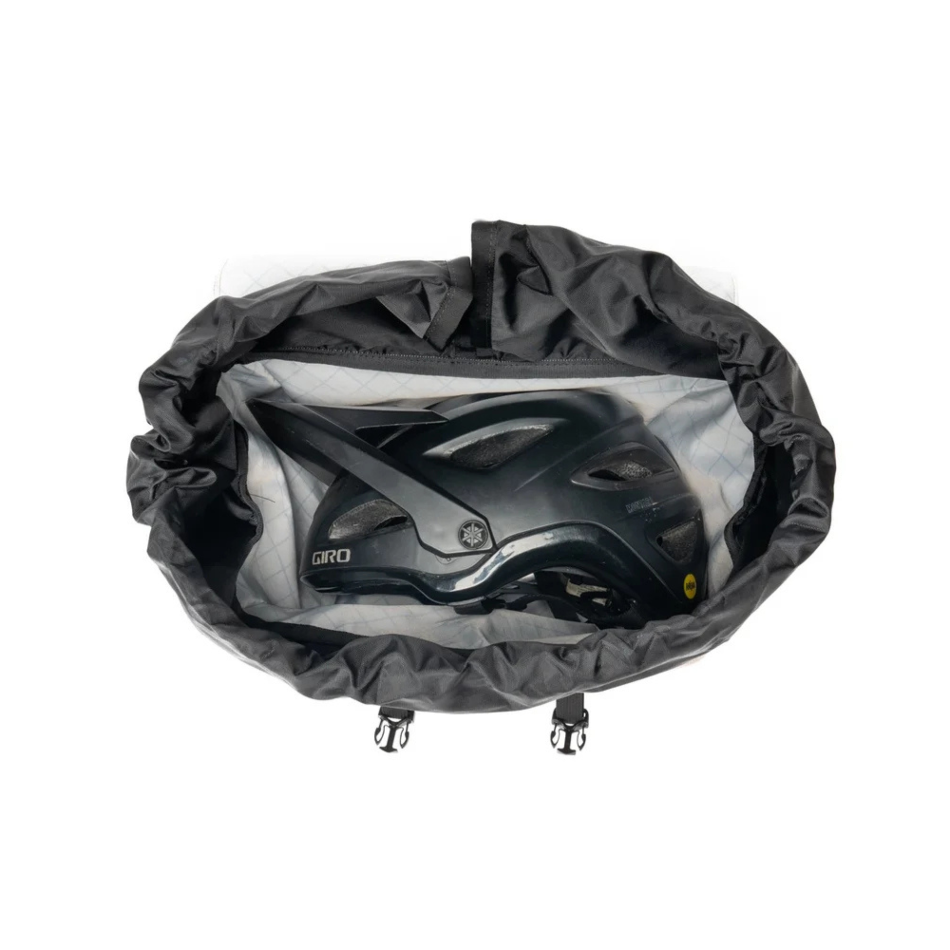 Outer Shell handlebar bag top view inside the bag