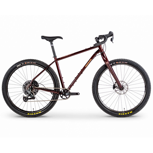 Panorama Taïga EXP 3 steel adventure bike with Shimano GRX drivetrain and 29-inch wheels for bikepacking and off-road touring side profile