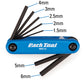 Park Tool AWS-10 fold up hex wrench set with the sizes detail in the tips 